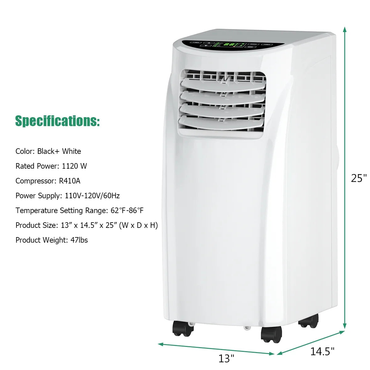Portable Air Conditioner 5500 BTU (8000BTU ASHRAE) Dehumidifier