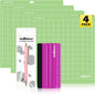 4 Pack 12"X12" Green Standard Adhesive Cutting Mats, with Precision Vinyl Pin Pen & 6 Inch Squeegee - Ideal for HTV, Vinyl, Quilting & Crafting, Compatible with Popular Cutting Machines
