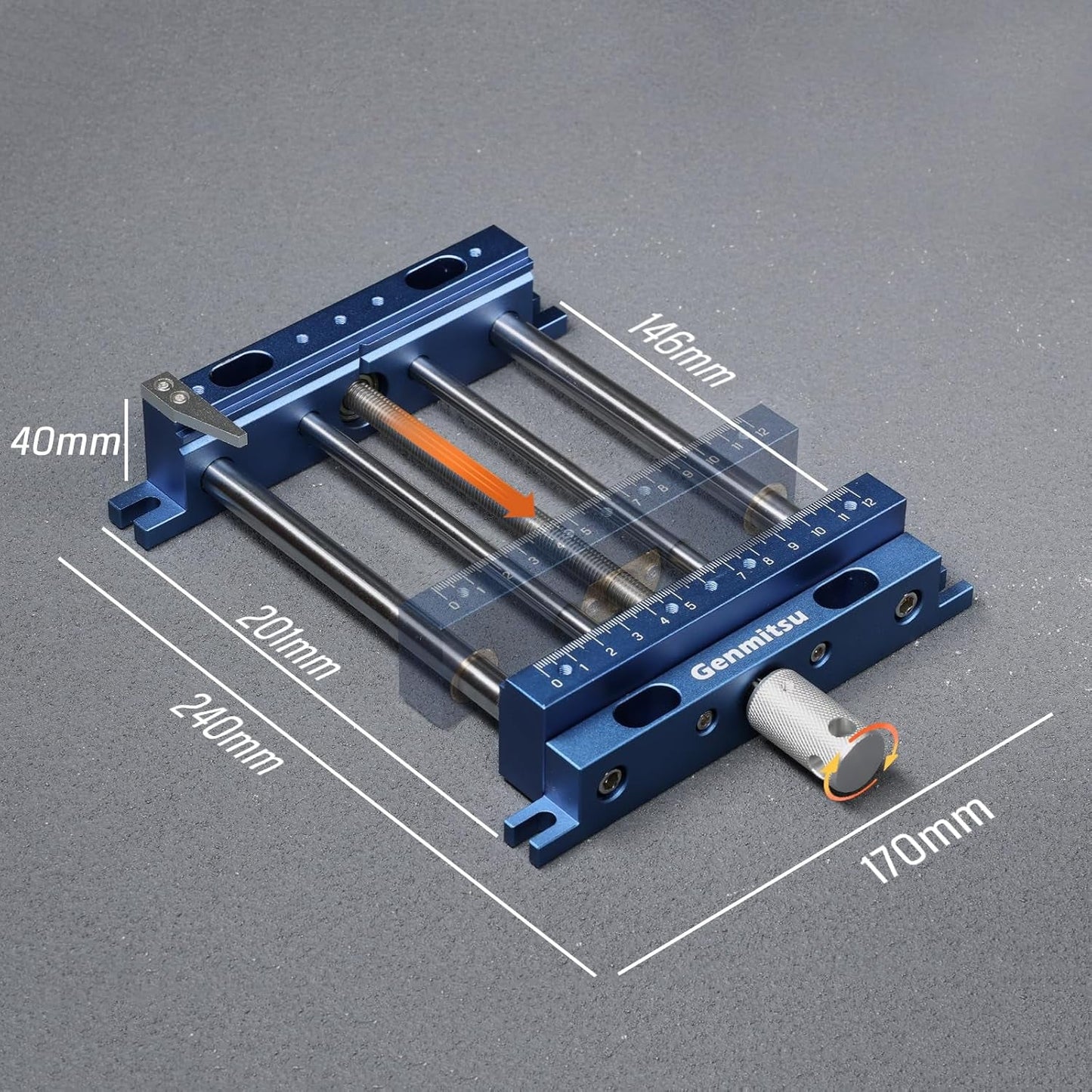Genmitsu Upgrade Aluminum Bench Vise Clamp, High-Precision CNC Router Clamp for Unique Shaped Woodworking & Metalworking Milling Project, Size 9.4" X 6.6" X 1.6", Clamping Range 0-5.7"