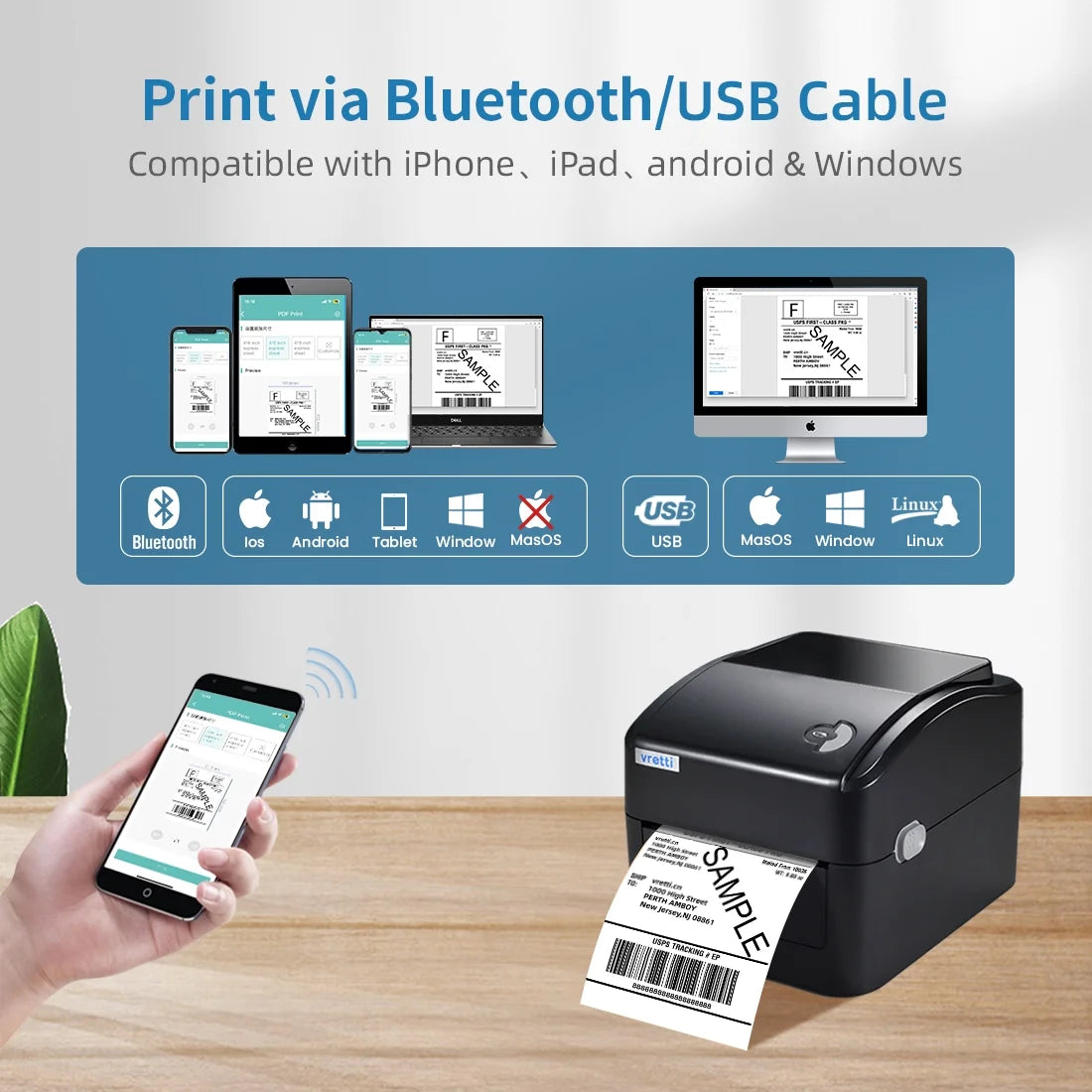 420 Bluetooth Thermal Label Printer , 4X6 Label Printer for Shipping Packages, Compatible with Windows Smartphone