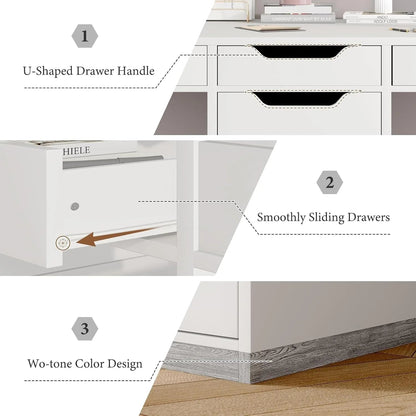 78 Inch Two Person Desk, 2 Person Desk with 5 Drawers, Double Desk for Two People, Computer Desk for Home Office, White