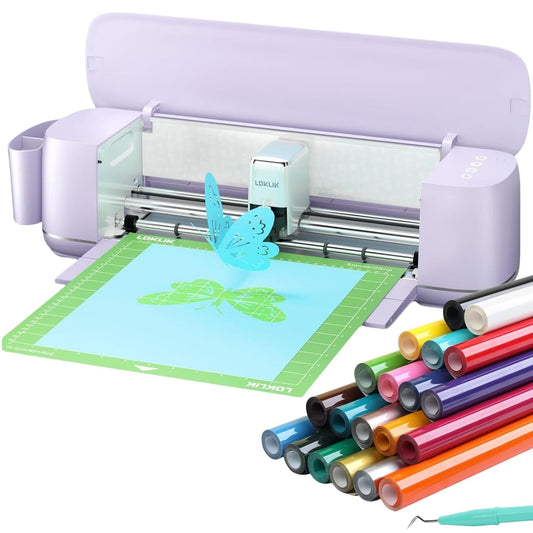Loklik Cutting Machine 2 & HTV Heat Transfer Vinyl Bundle - 20 Pack 12'' X 3FT