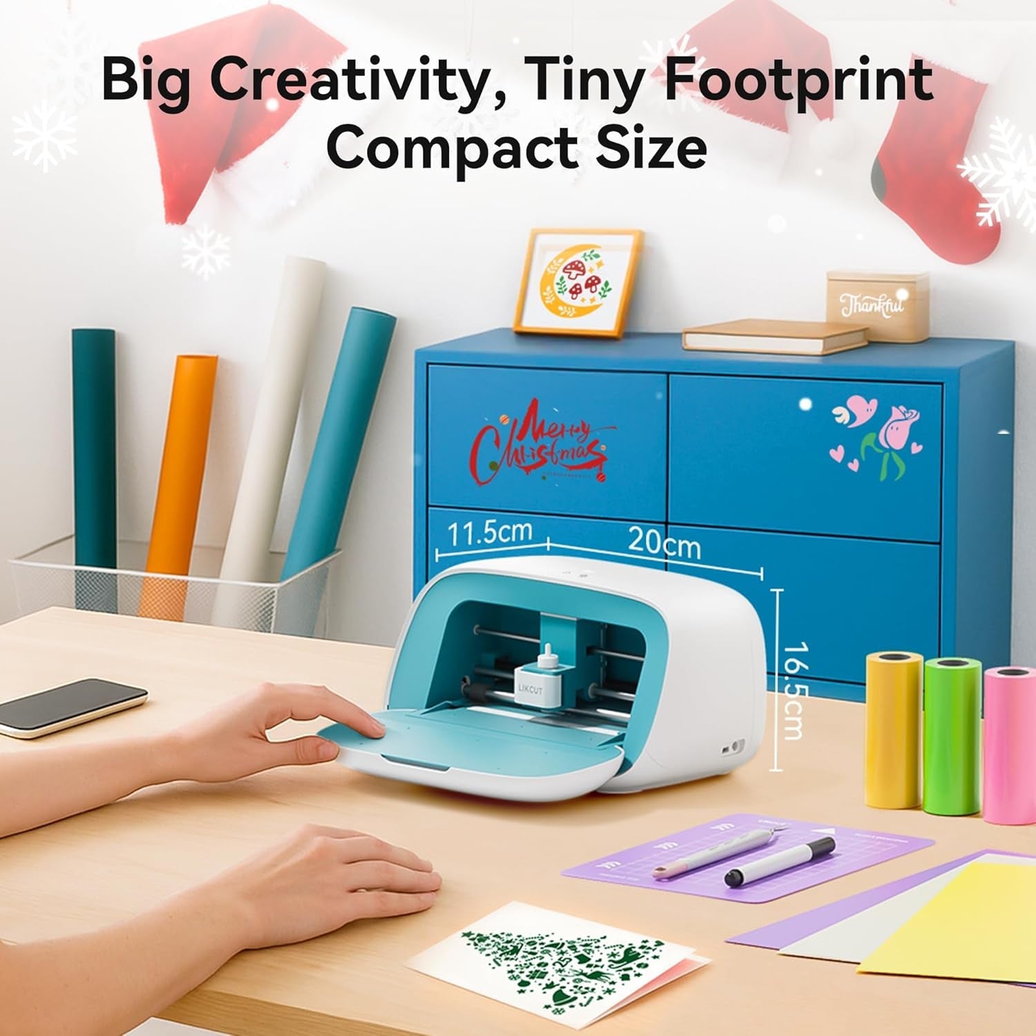 Likcut Vinyl Cutter Machine, Smart Sticker Maker Glee S501 for DIY Joy, Portable Cutting Tool for Crafting Beginner, Compact Design for Home & School Craft Projects, DIY Home Decor, Gifts for Crafters