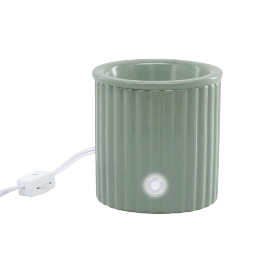 Electric Ribbed Green Ceramic Wax Warmer, Single Pack