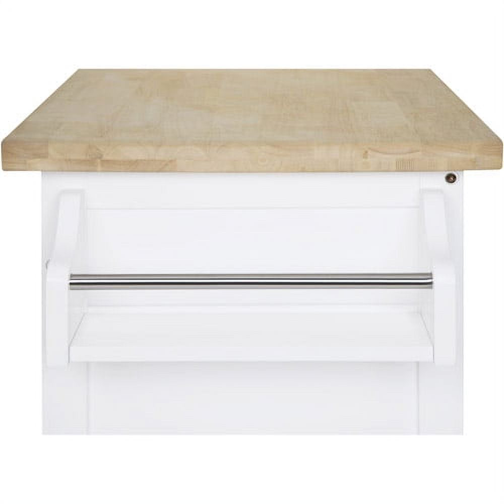 Kitchen Island Cart with Drawer and Storage Shelves, White