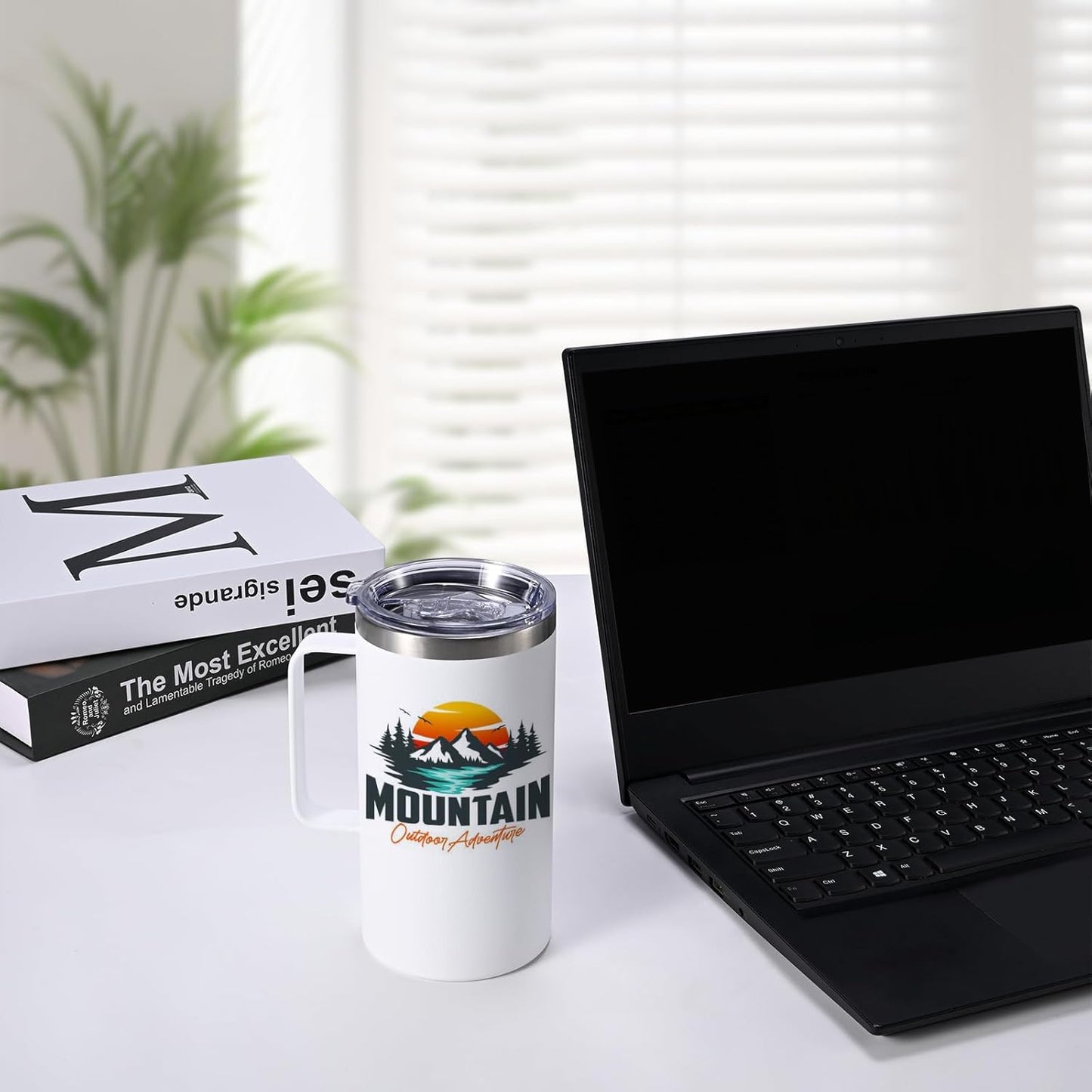 Colorsub 24Oz Sublimation Coffee Mugs with Handle Straight Matte Travel Coffee Cups Insulated Stainless Steel Tumblers with Gift Box, Heat Tape for Hot Cold Drinks, 6 Pack