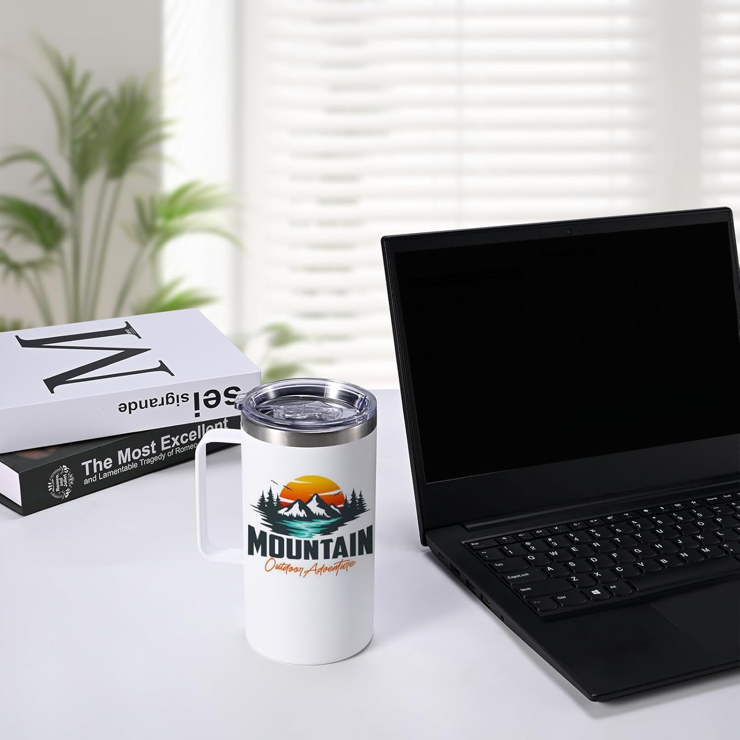 Colorsub 24Oz Sublimation Coffee Mugs with Handle Straight Matte Travel Coffee Cups Insulated Stainless Steel Tumblers with Gift Box, Heat Tape for Hot Cold Drinks, 6 Pack