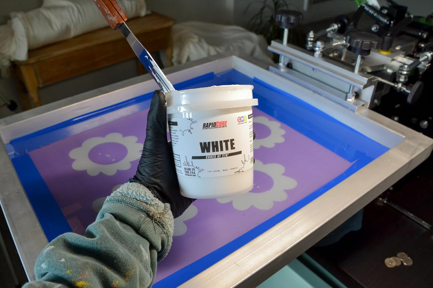 Rapid Cure® Screen Printing Ink White (8Oz.) - Plastisol Ink for Screen Printing, Fast Curing Fabric Paint - ®, USA Made