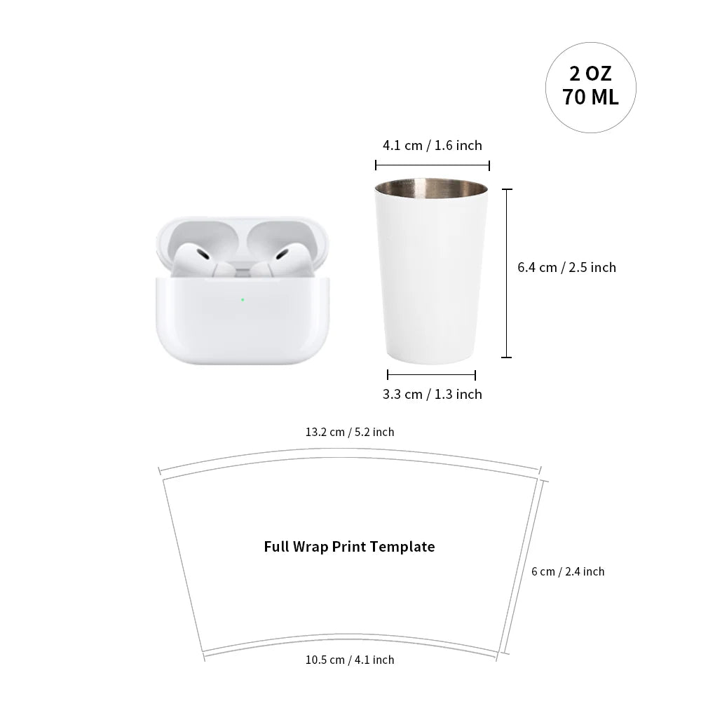 2 OZ Sublimation Shot Glasses Tumblers Blanks Bulk White 12 Pack