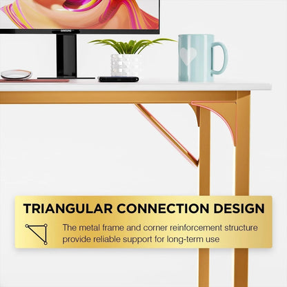 47 Inch Computer Desk Modern Writing Desk for Adults,Gold