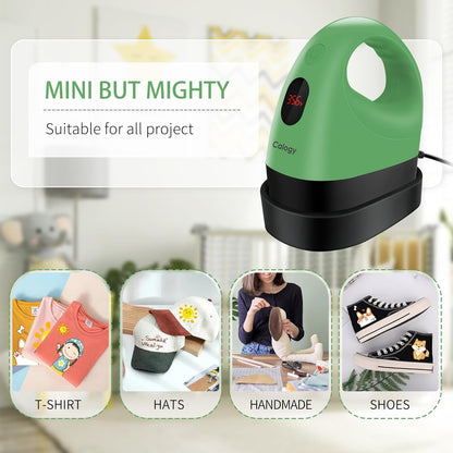 Calogy Mini Heat Press, Heat Transfer Machine, Constant Temp Control, Insulated Safety Base, Fits for Crafts, T-Shirt, Hat, Cap, Pillows (Pomelo Green)
