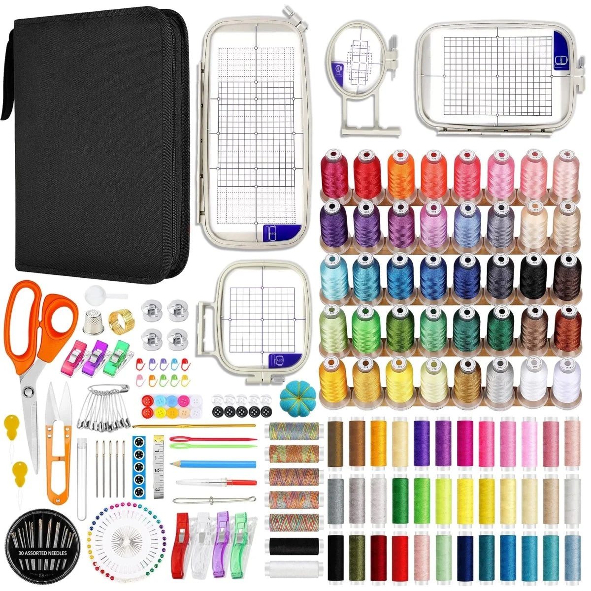 4Pc Embroidery Hoop Set & Accessories for Brother SE2000, PE900 & Other Models