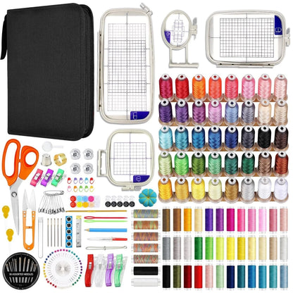 4Pc Embroidery Hoop Set & Accessories for Brother SE2000, PE900 & Other Models