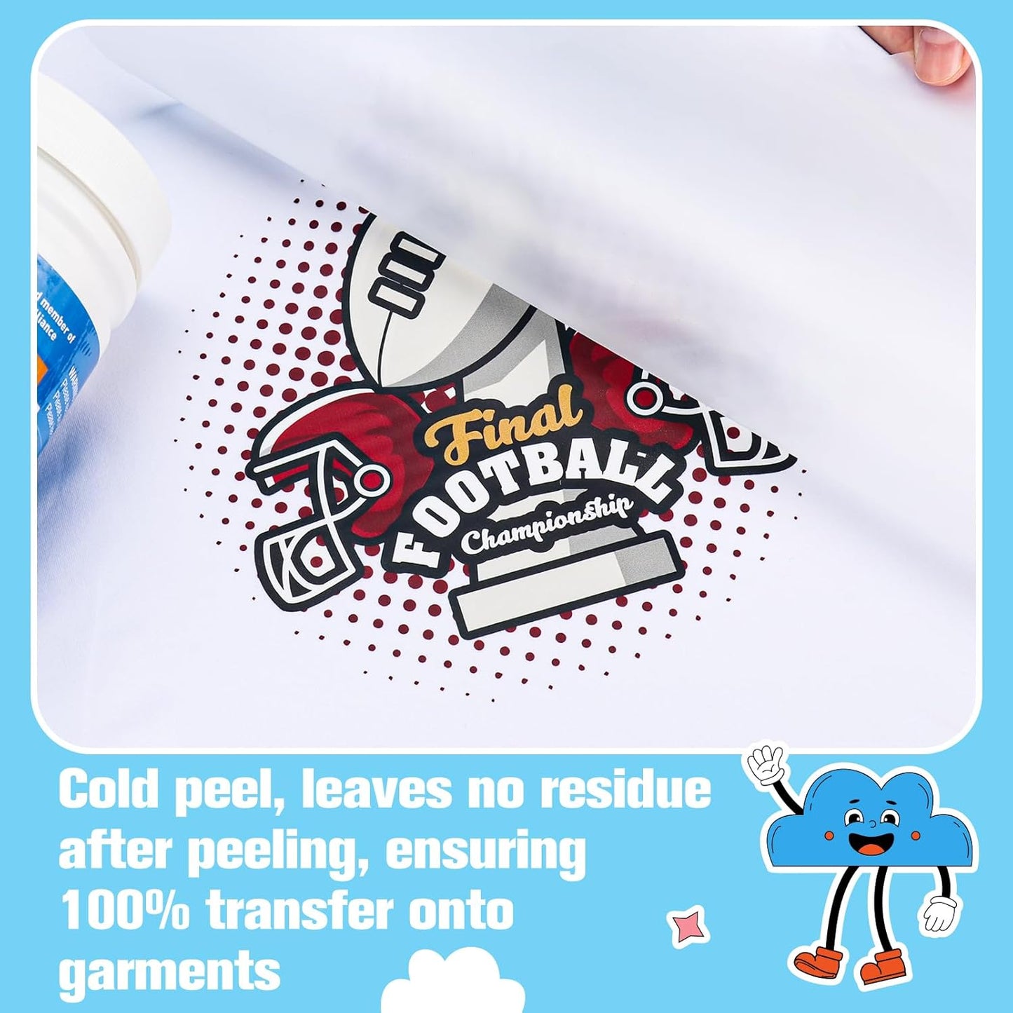 Yamation DTF Transfer Film Glossy: 8.5" X 11"Inch 50 Sheets PET Paper Glossy Clear Cold Peel Direct to Film Transfer Film for Tshirt