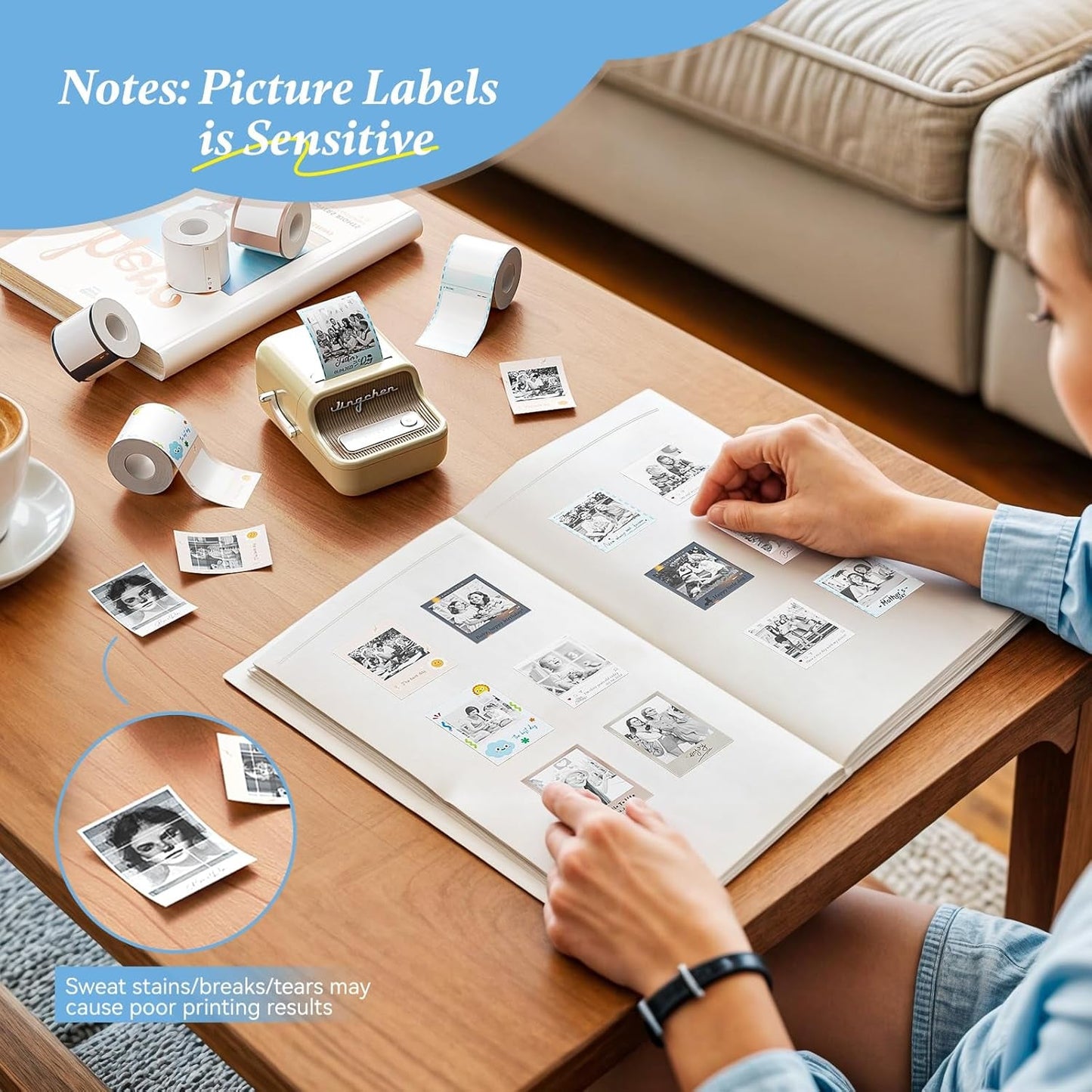 NIIMBOT Photo Papers Compatible with Pro Series Label Makers, Thermal Picture Labels Good Idea to Print Photos, Beauty Memories, Note,List (2.13''X2.67''-54X67Mm)