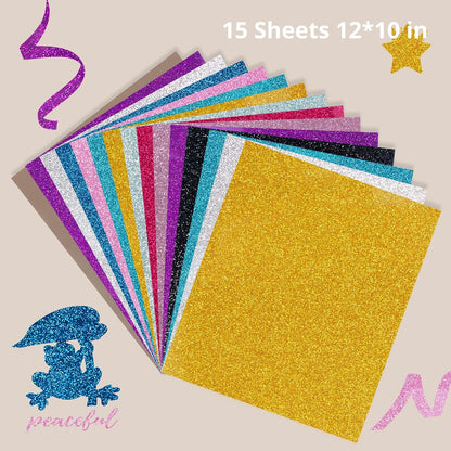 Hat Press Machine - Hat Press Heat Machine for Caps + Glitter Heat Transfer Vinyl Bundle - 15 Pack 12" X 10" HTV Sheets Glitter HTV Vinyl for T-Shirts