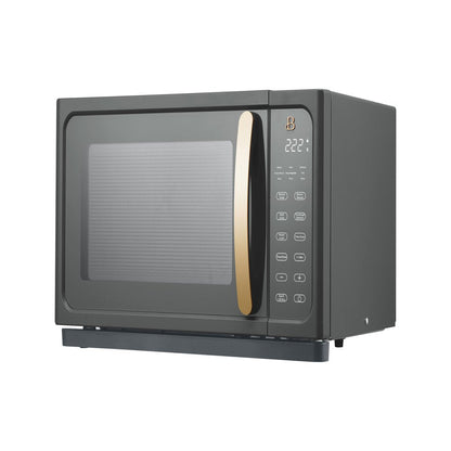 1.1 Cu Ft 1000 Watt, Sensor Microwave Oven Oyster Grey by Drew Barrymore, New