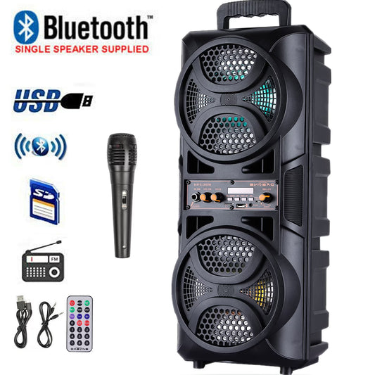 Dual 6.5" Woofer Portable FM Bluetooth Party Speaker Heavy Bass Sound Remote Control