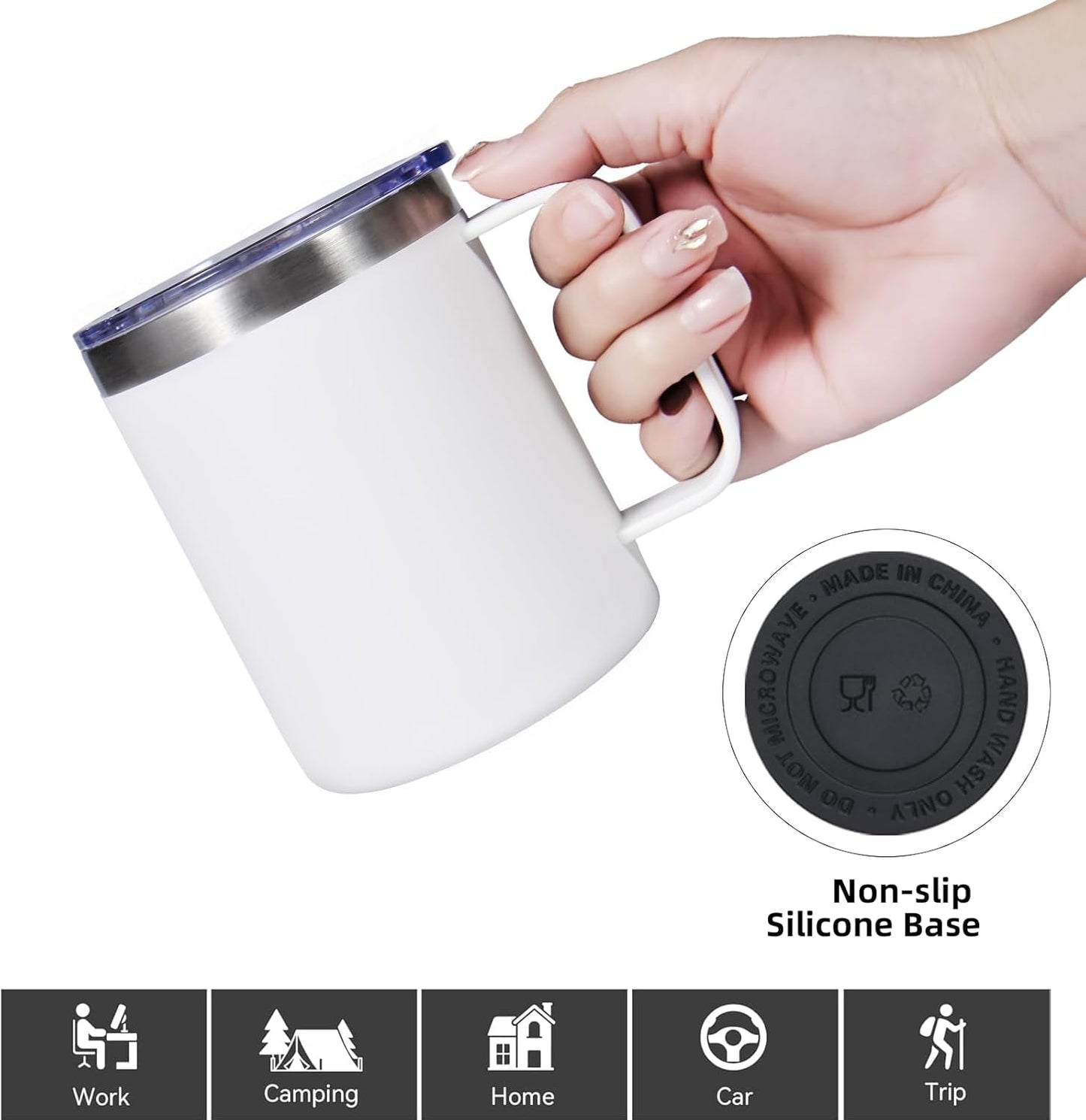 Colorsub 12Oz Sublimation Coffee Mugs with Handle Straight Matte Travel Coffee Cups Insulated Stainless Steel Tumblers with Gift Box, Heat Tape for Hot Cold Drinks, 8 Pack