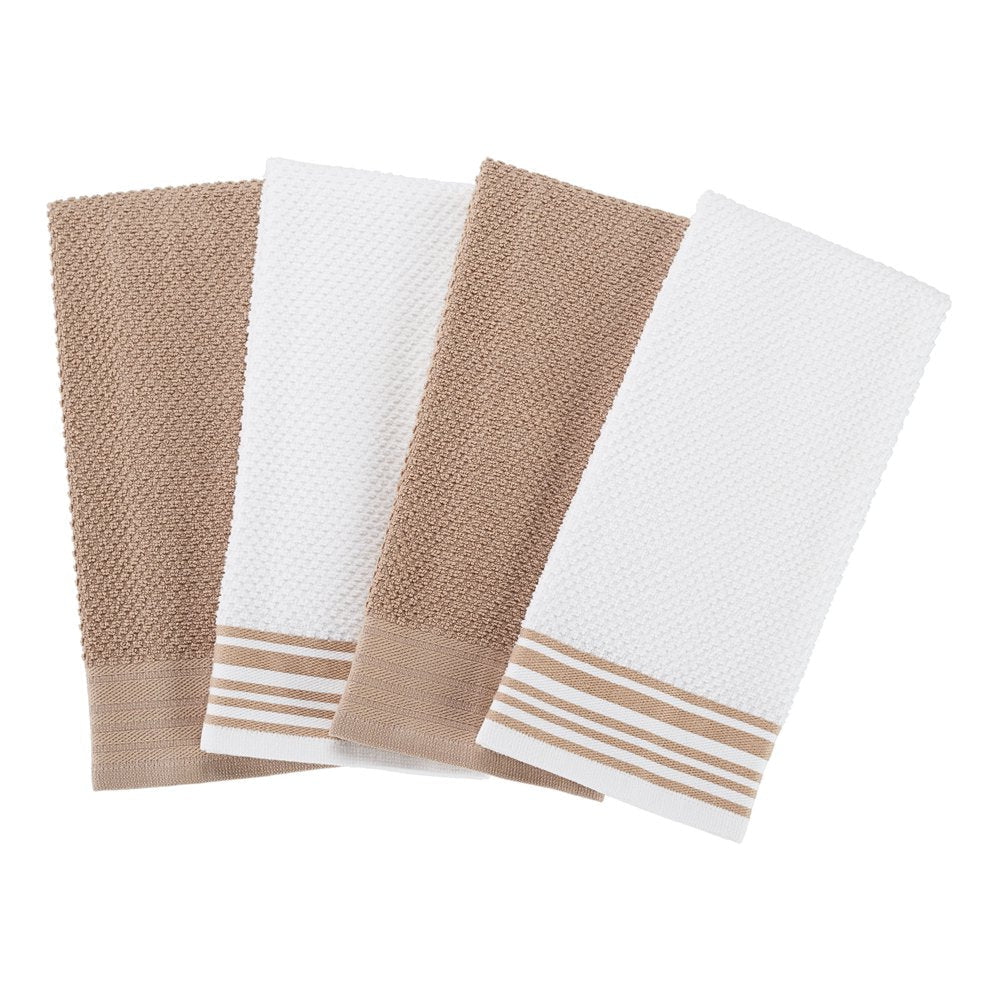 4-Pack 16”X26” Woven Kitchen Towel Set, Brownstone