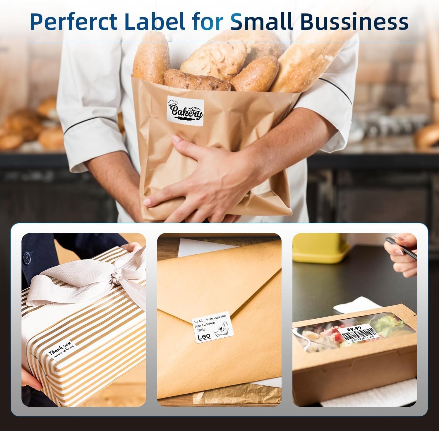 Phomemo Rectangle Barcode Labels, Multi-Purpose White Self-Adhesive Tag for M110/M110S/M120/M200/M220 Label Maker Machine, 1.18'' X 0.78"(30X 20Mm), 320 Labels/Roll, Black on White