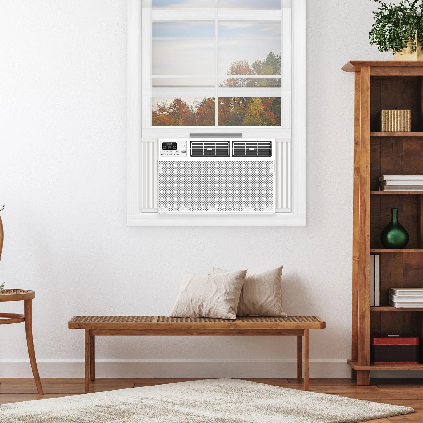 12,000 BTU 550 Sq. Ft. Smart Window Air Conditioner with Fan & Dehumidifier, White