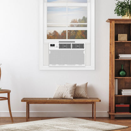 12,000 BTU 550 Sq. Ft. Smart Window Air Conditioner with Fan & Dehumidifier, White