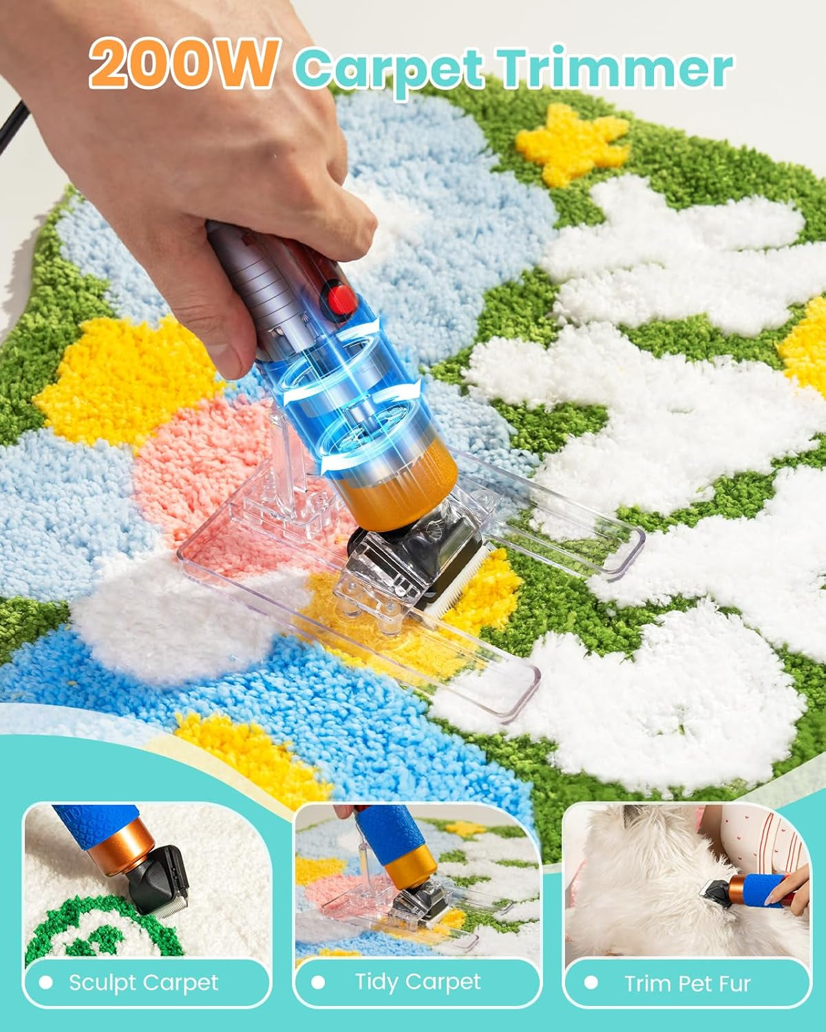 Riiai Tufting Gun Starter Kit,Tufting Gun with Carpet Trimmer Rug Making Kit, Rug Gun Cut Pile Loop Pile for Making Rugs, Carpet Trimmer Tufting for Sculpting (Dark Blue Rug Tufting Gun with Trimmer)