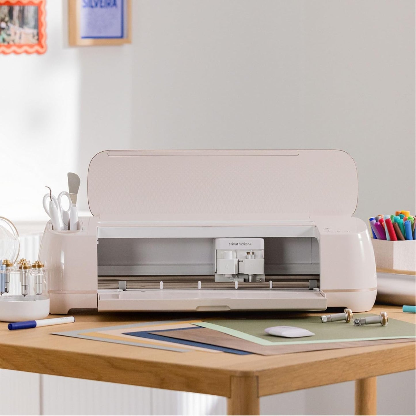 Maker 4 Machine and Vinyl and Mixed Materials Sampler Bundle- Beginner Craft Cutting Machine with Supplies to Start- Adhesive Vinyl and Instructional Digital Guides