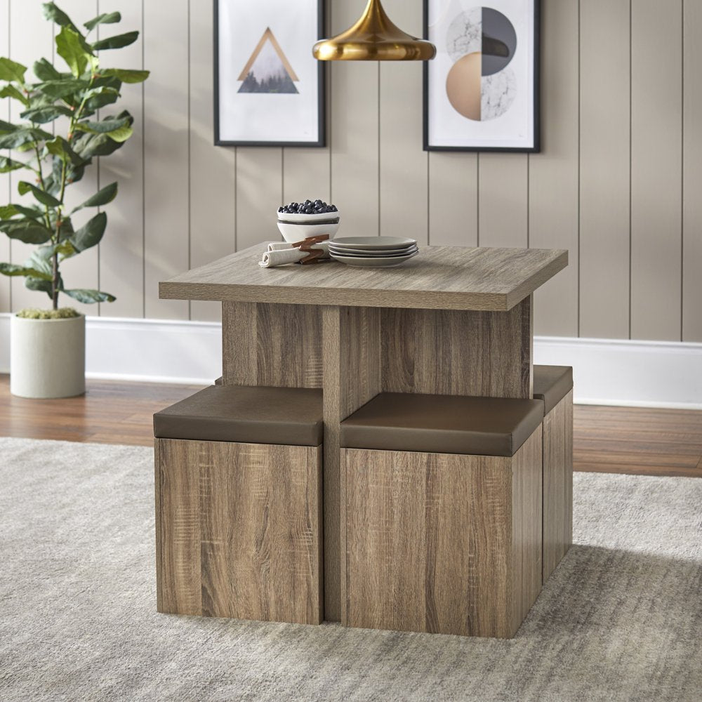 5-Piece Dexter Dining Room/Kitchen Set with Storage Ottoman, Multiple Colors
