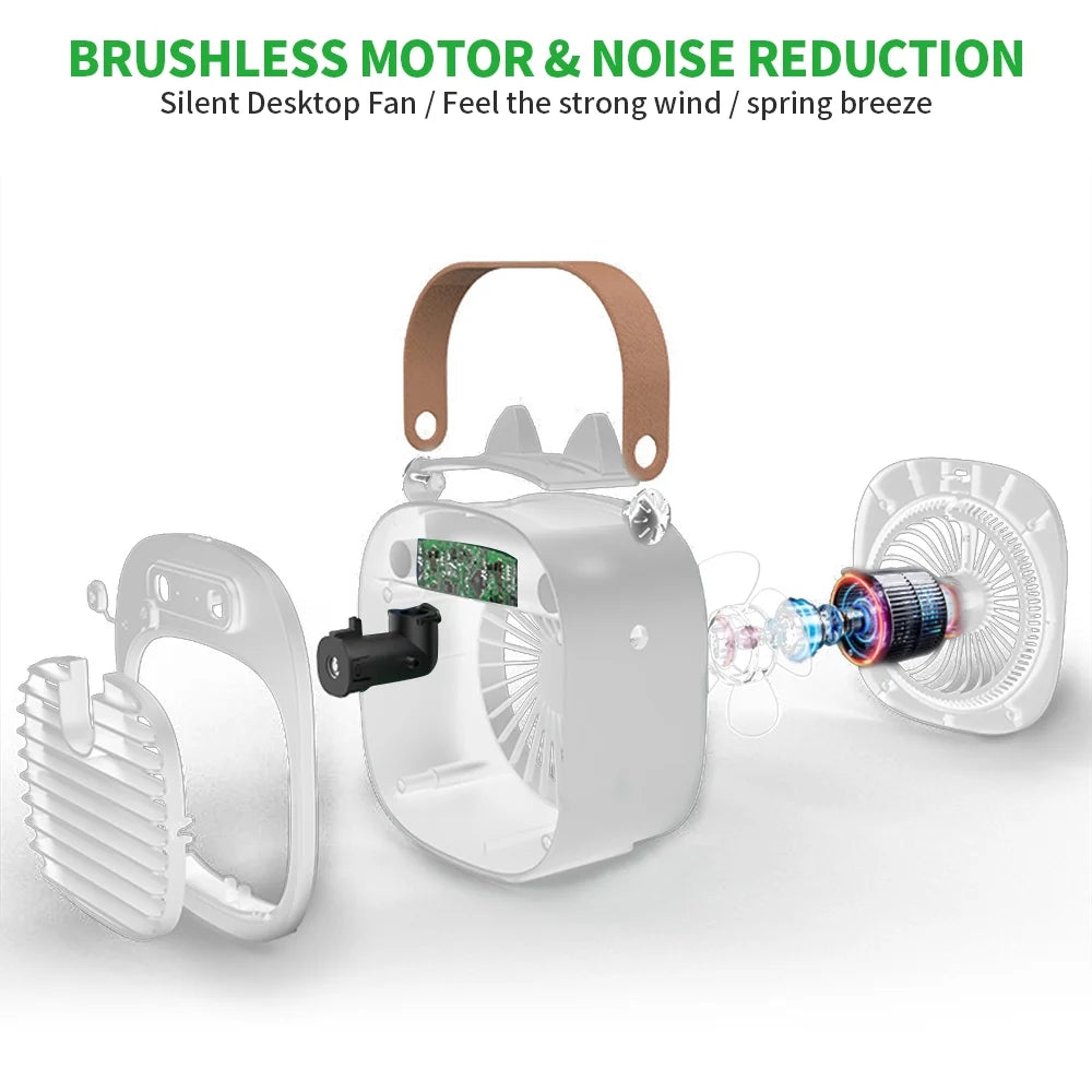 Portable Air Conditioners, Rechargeable Mini Air Conditioner Personal Air Cooler with 3 Speeds, Small Desk Air Conditioner for Bedroom, Office, Outdoor(White)