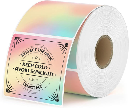MUNBYN 2X2 Thermal Sticker Labels, Rainbow Color Square Thermal Labels for Small Business, Logo Design, Baking, 500 Sheets/1 Roll