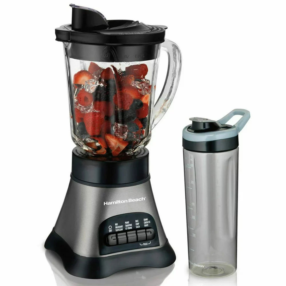 Wave Crusher Blender with 40 Oz Glass Jar and Blend-In Travel Jar, Black, 58161