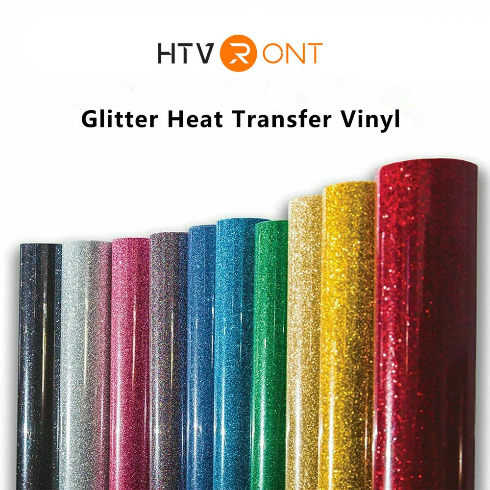 10" X 5FT Glitter Black(Outside Sparkle) Vinyl Iron on for Cricut & All Cutter Machine - Easy Weed for Craft Heat Vinyl Design