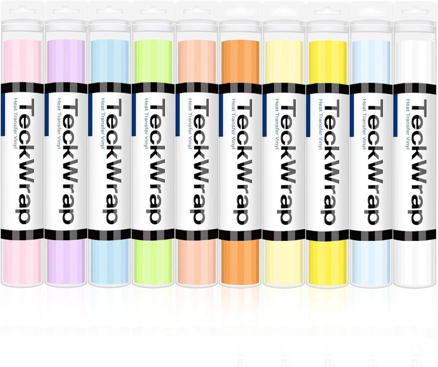 Heat Transfer Vinyl (HTV) Rolls – 10 Pack 12" X3Ft Pastel Iron-On Vinyl, Easy to Cut & Weed for Heat Press Machine & DIY Apparel