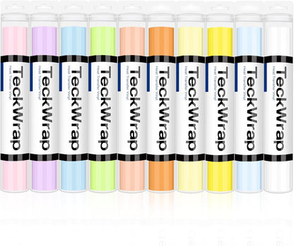 Heat Transfer Vinyl (HTV) Rolls – 10 Pack 12" X3Ft Pastel Iron-On Vinyl, Easy to Cut & Weed for Heat Press Machine & DIY Apparel