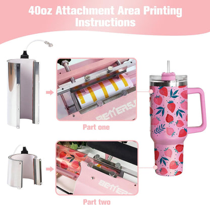 Bettersub 3In1 40 OZ Tumbler Mug Heat Press Machine 30 OZ 20 OZ 16 OZ Sublimation Straight Skinny Tumbler Mug,11 OZ 15 OZ 16 OZ Sublimation Mug Heat Transfer Pink