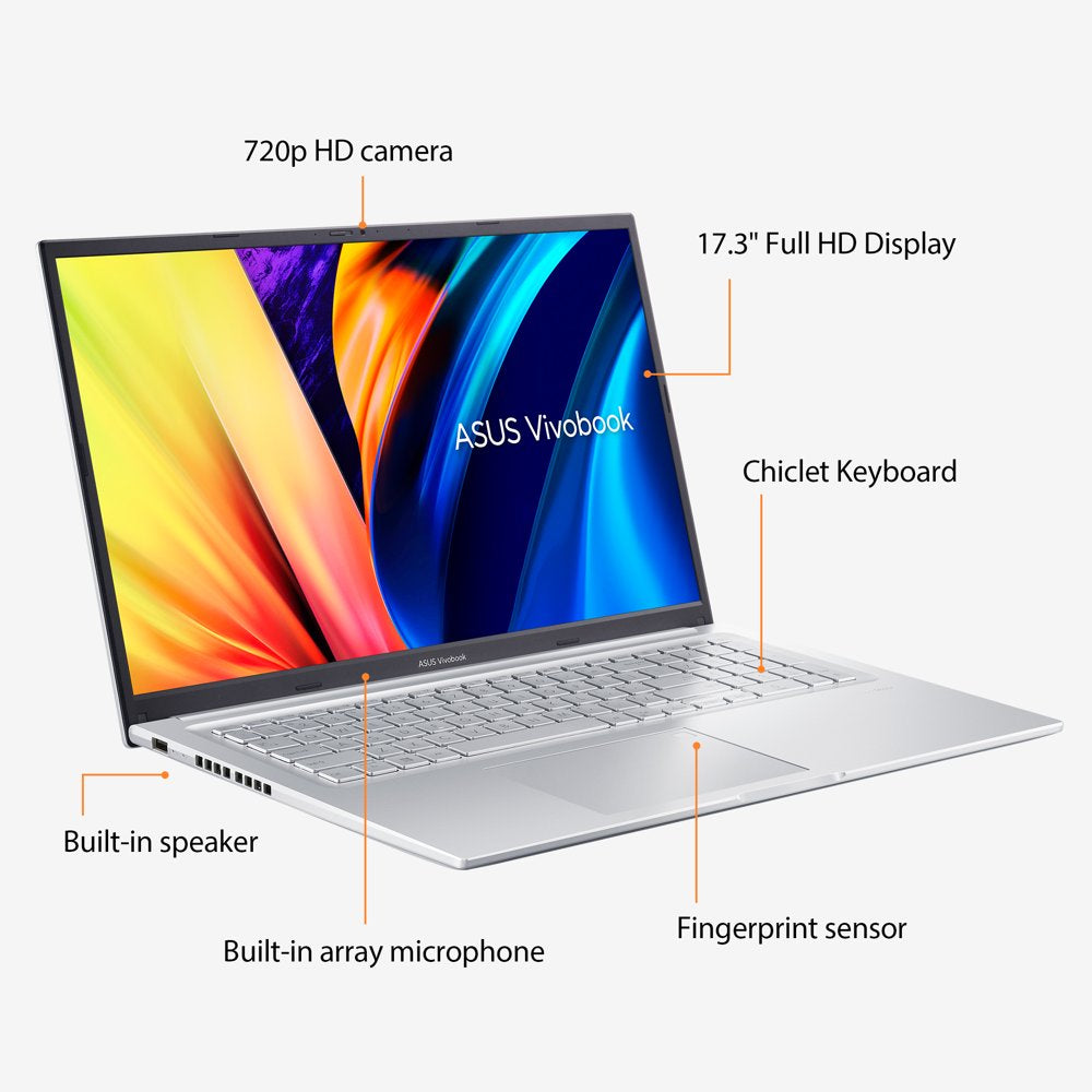 Vivobook 17.3" Full HD PC Laptop, Intel Core I3-1220P, 8GB, 256GB, Silver, Win 11, K1703ZA-WH34