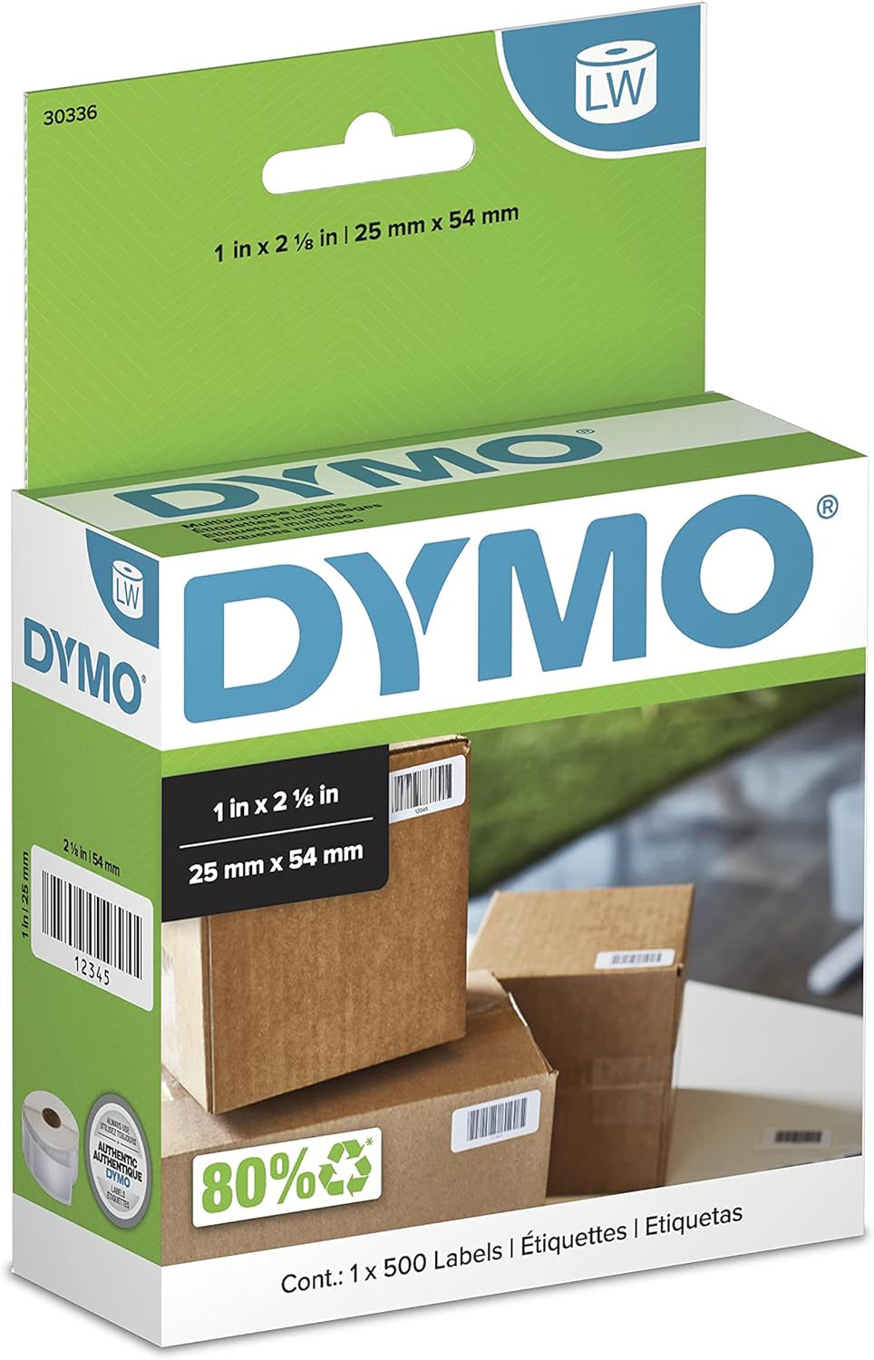 DYMO Authentic LW Multi-Purpose Labels DYMO Labels for Labelwriter Printers Great for Barcodes 1" X 2-1/8" 1 Roll of 500