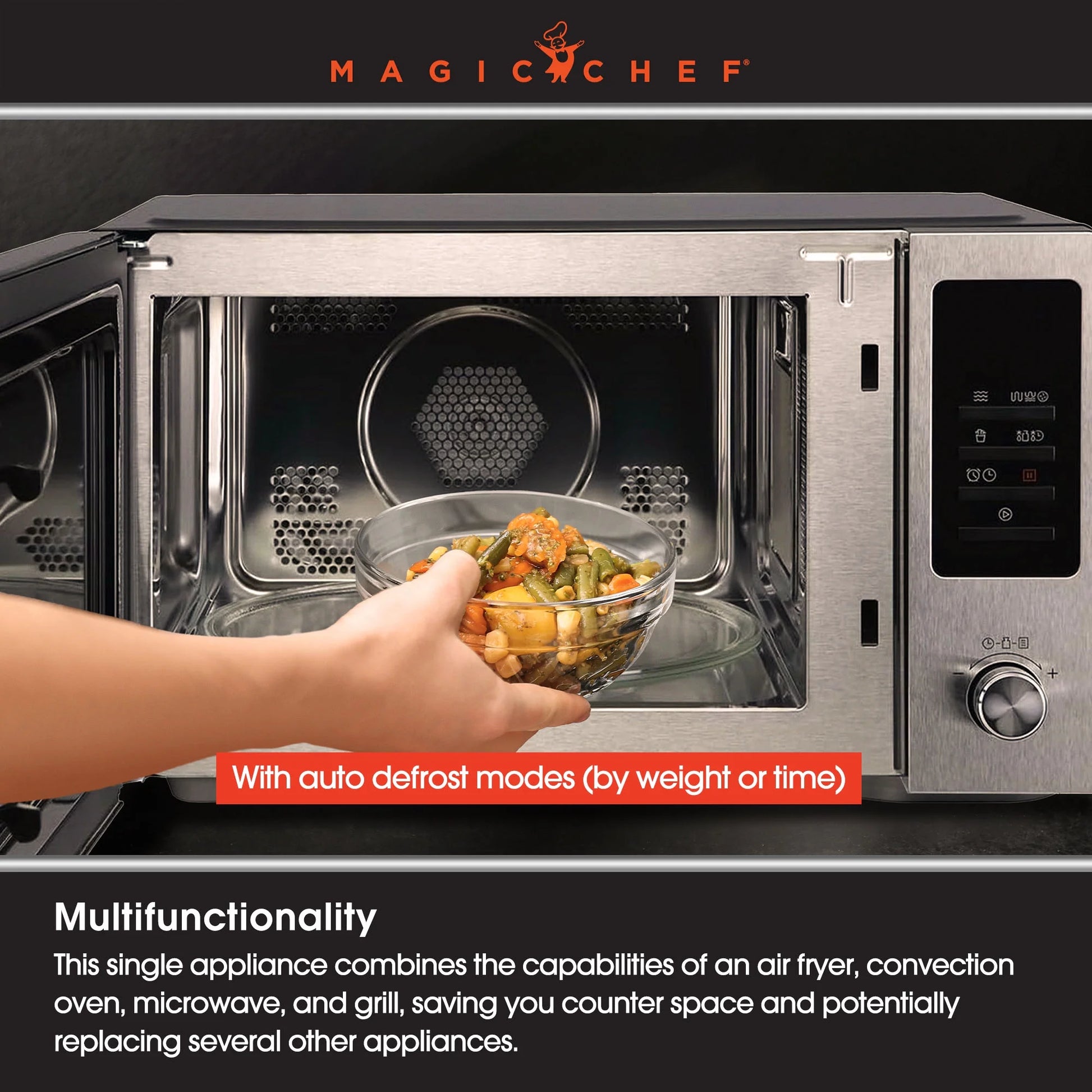 1 Cu Ft Countertop Microwave Oven in Multicolored