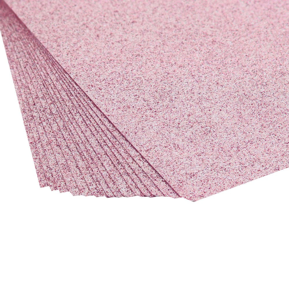 Glitter Cardstock Set - 15 Sheets of Rose Pink 12X12In Glitter Paper