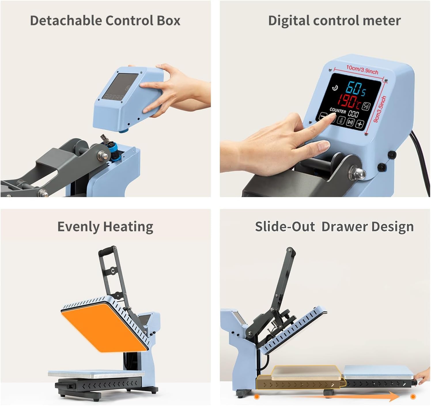 Craft Express Heat Press Machine for T-Shirts,15 X 15 Inches Large Sublimation Flat Tshirt Heat Press for HTV Vinyl Heat Press Transfer Totes,Pillows,Oranments Printing Pink,Customer Service in USA