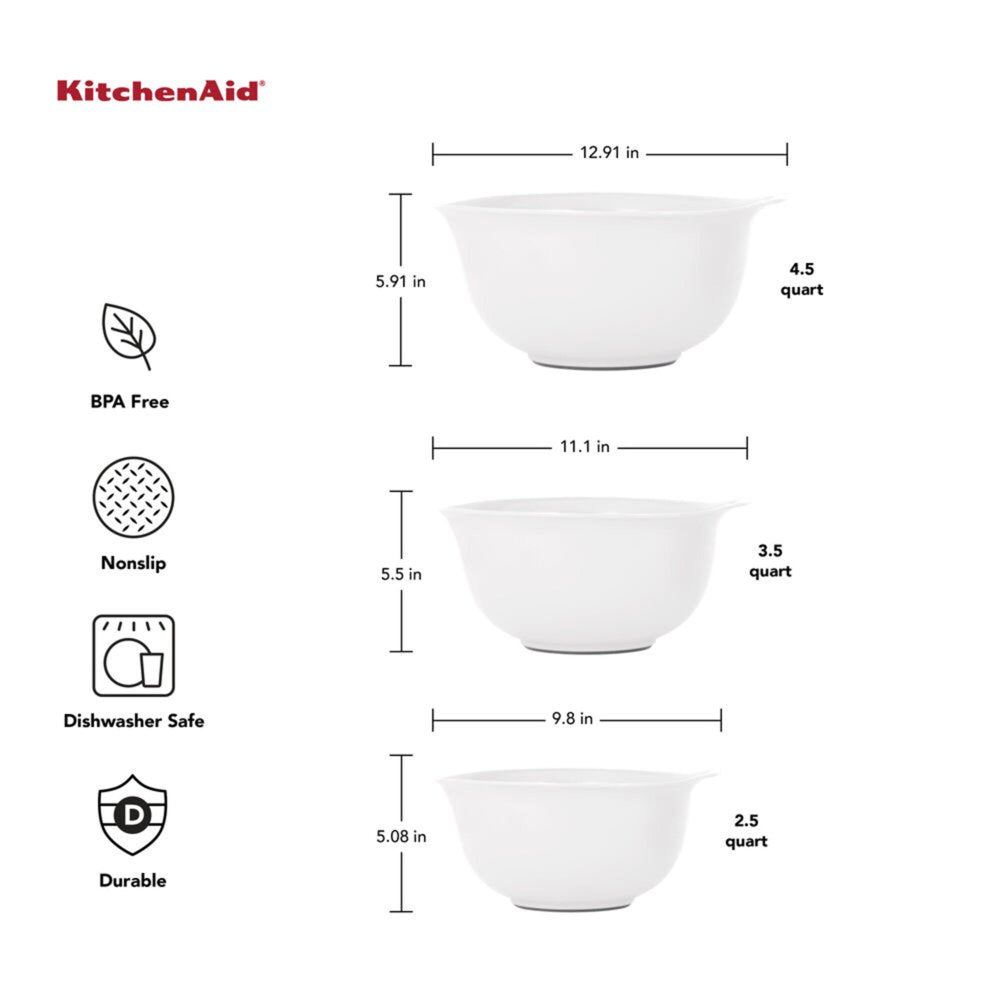 21-Piece Plastic with Non-Skid Bottom Mixing Bowl and Measuring Set White