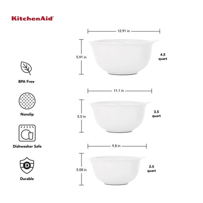 21-Piece Plastic with Non-Skid Bottom Mixing Bowl and Measuring Set White