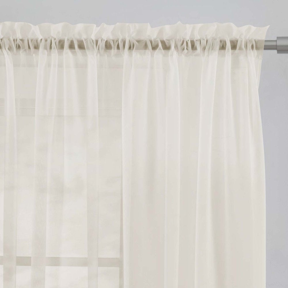 Sheer Voile Single Curtain Panel 59"X63" Ivory