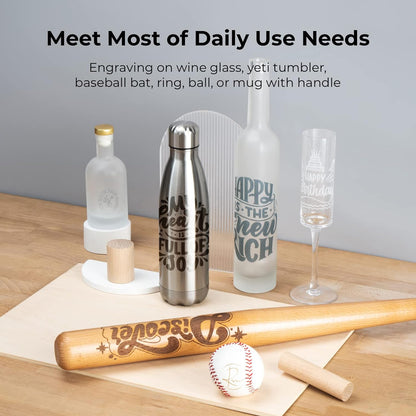 RA2 Pro for  S1, F1, F1 Ultra, P2, M1 Ultra and Most Laser Engraver (Must with Riser), Y-Axis Rotary Roller for Engraving Cylindrical Objects, Wine Glass, Tumbler, Engraver Accessory