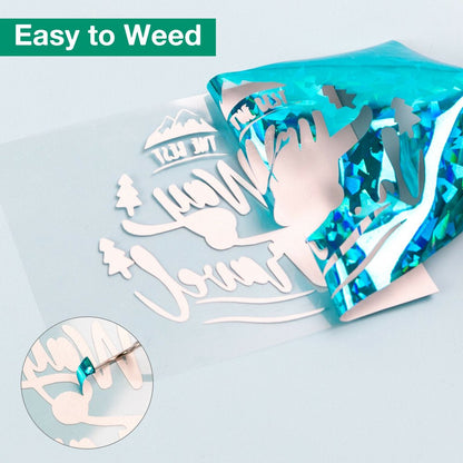 12" X 10 FT Crystal Blue Holographic Heat Transfer Vinyl HTV T-Shirt for Cricut