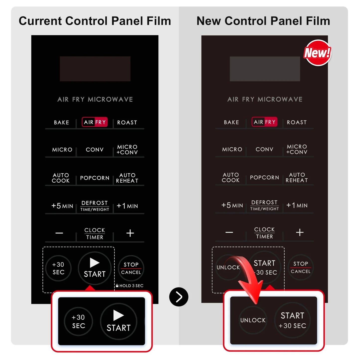 0.9 Cu Ft Air Fry Countertop Microwave, 900 Watts, Stainless Steel, New