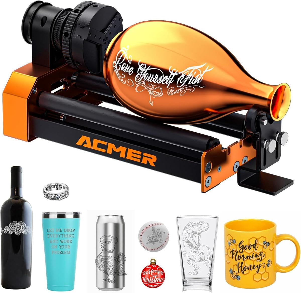 ACMER M4 Laser Rotary Roller, Laser Engraver Y-Axis Rotary 360° Roller with 3-150Mm Engraving Space for Engraving Cylindrical Objects, Ring, Suitable for ACMER P2, P1 and Most Laser Engraver
