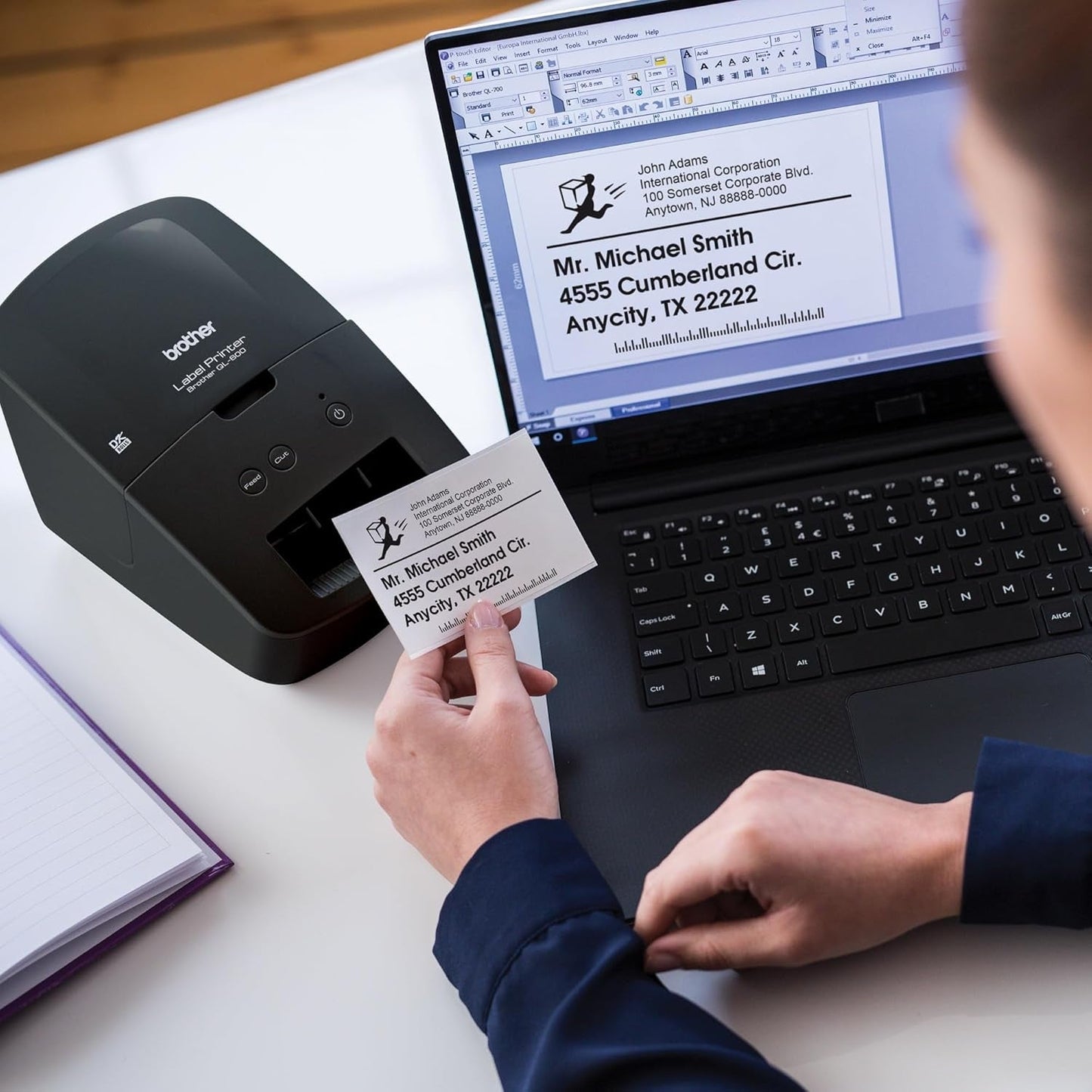 QL-600 Desktop Monochrome Label Printer, up to 2.4" Label Width, No Ink Required, Uses  Genuine DK Drop-In Rolls for Fast Labeling and Easy Integration with Microsoft Applications